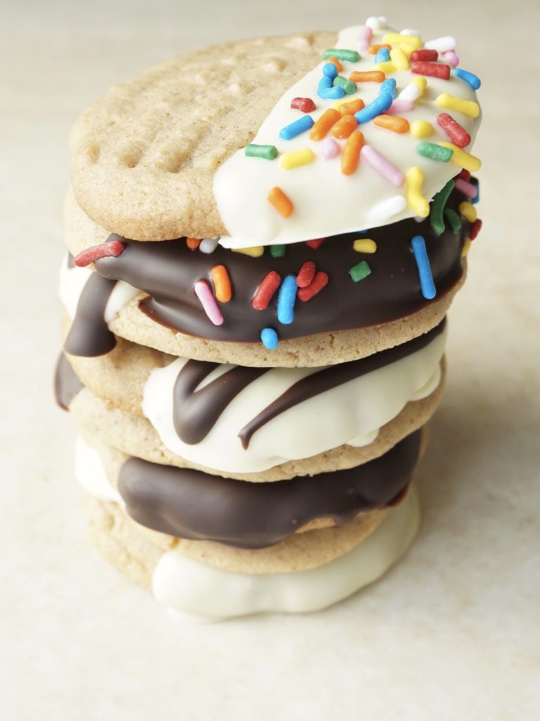 Stack of keto peanut butter cookies