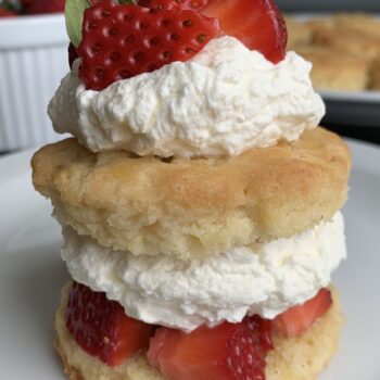 keto strawberry shortcake with low-carb biscuit