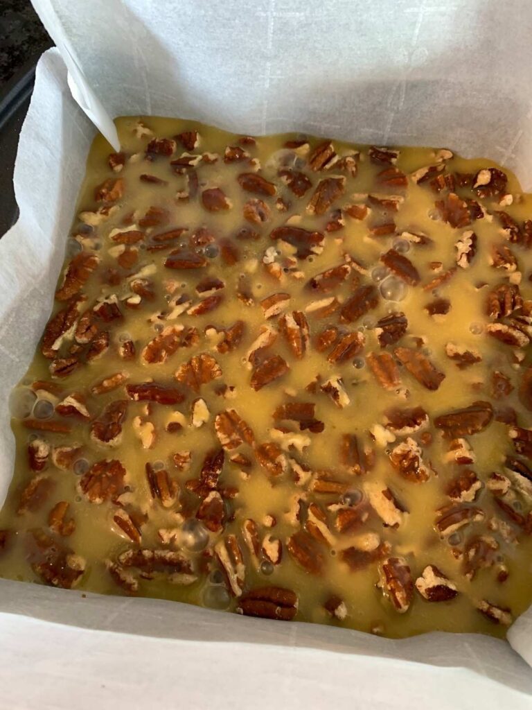 pecan pie bars before baking