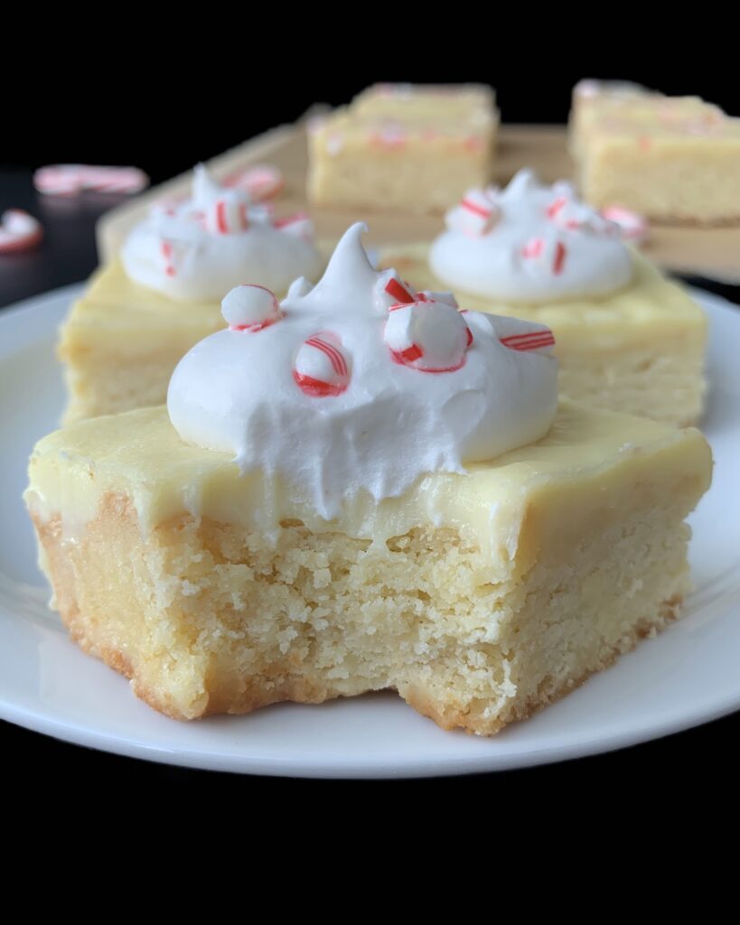 keto candy cane white chocolate blondies