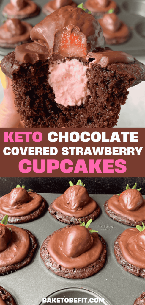 Keto Chocolate Covered Strawberry Cupcakes