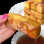 keto french toast sticks dipped in maple syrup