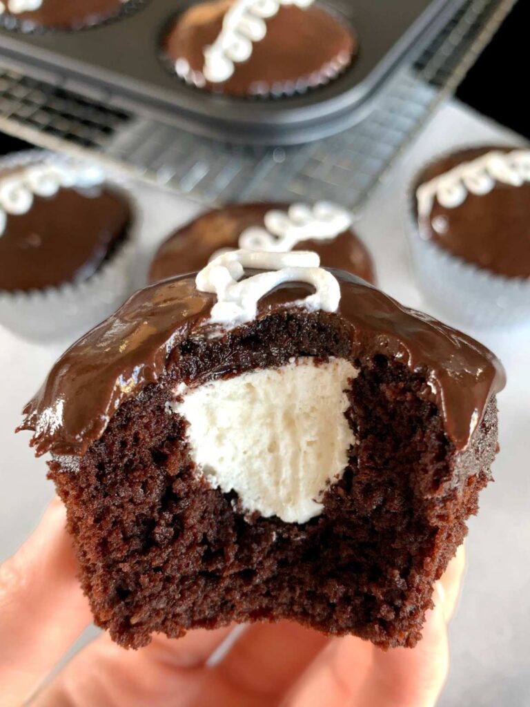 keto hostess cupcake with cream filling