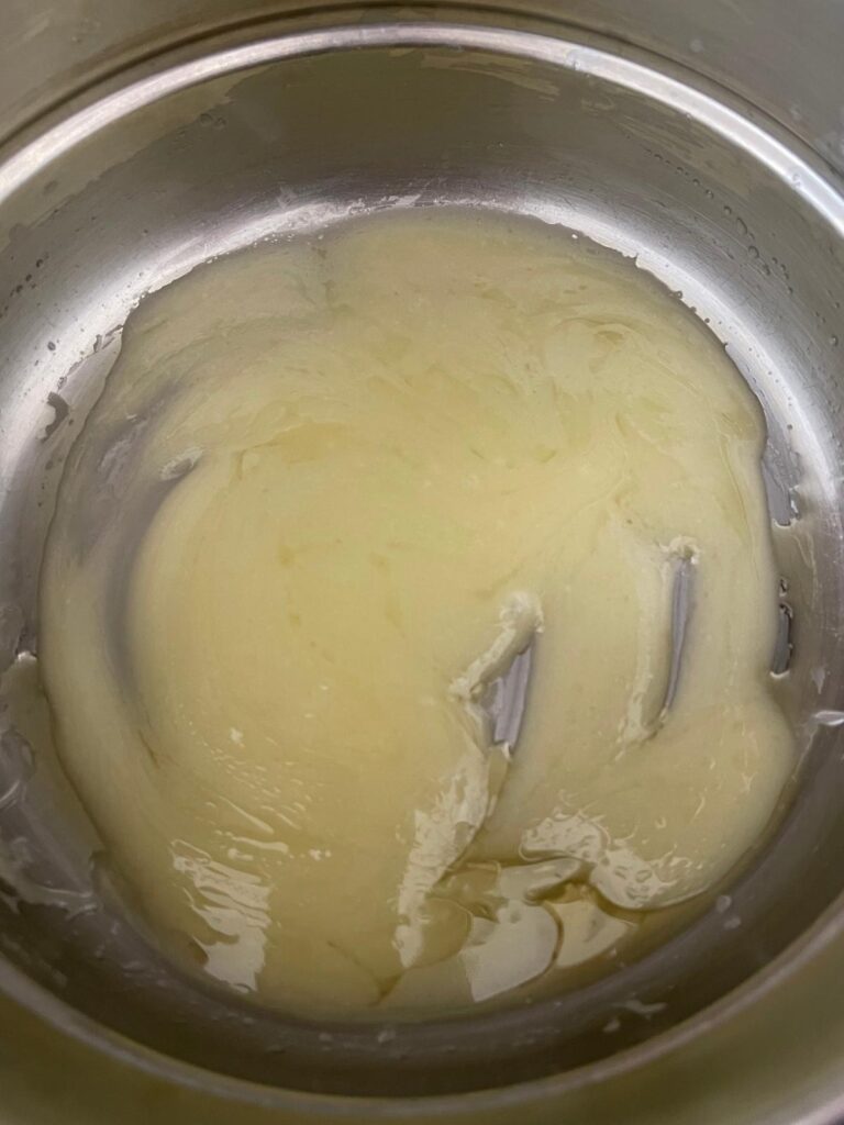 melting the butter and allulose together in a pan