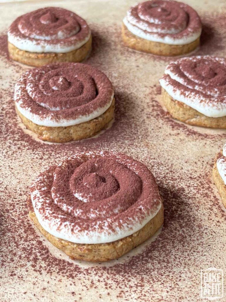 keto tiramisu cookies on parchment paper